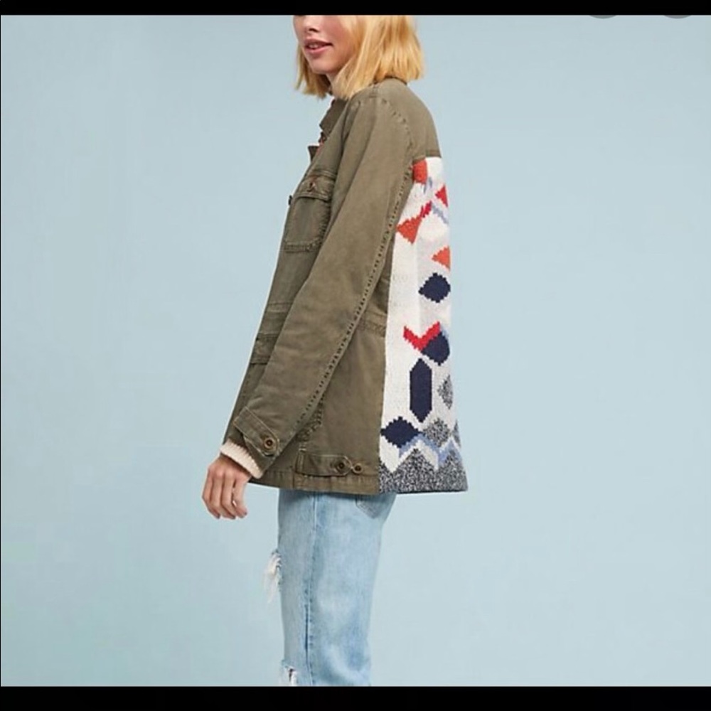Anthropology Knit Back Army Green Jacket
